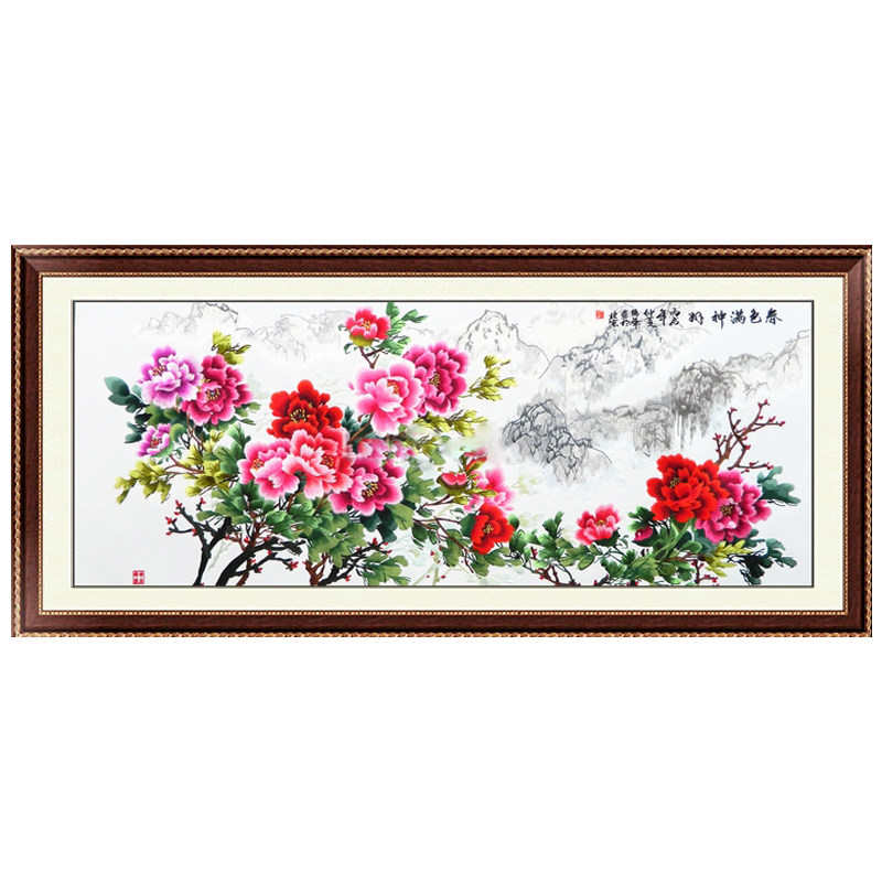 苏绣成品客厅挂画软裱春色满神州
