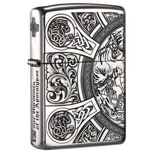 原装正品zippo打火机 纯银外壳盔甲版天启四骑士 定制精雕