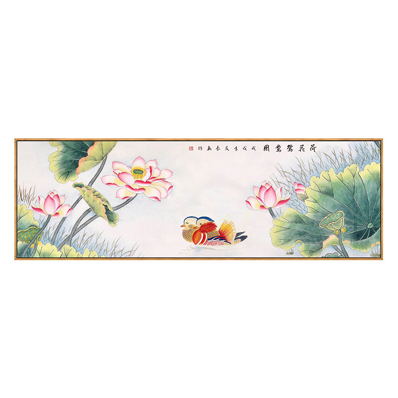 卧室温馨中式风花鸟鸳鸯戏水国画