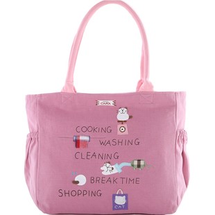 HIKOSEN CARA卡拉猫卡通帆布包女包单肩包大容量手提包休闲大包包