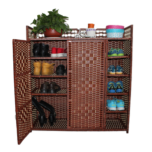 包邮藤编特大容量鞋柜简易实木鞋架编织鞋柜多层家用藤编鞋柜特价