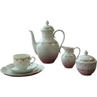 现货德国kaiser粉玫瑰/紫罗兰浮雕纹壶咖啡杯加热底座烛台双耳碗