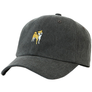 韩国Flipper YAMY同款 柴犬刺绣棒球帽水洗做旧软顶可爱女鸭舌帽