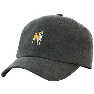 韩国同款刺绣水洗做旧软顶女柴犬