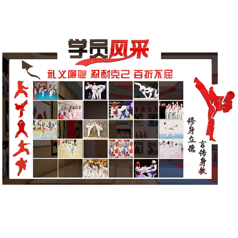 学员跆拳道馆海报亚克力墙壁装饰