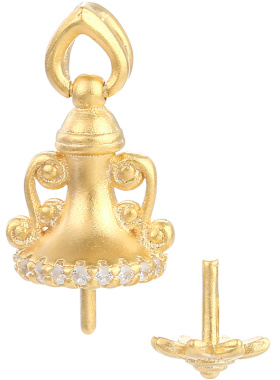 diy珍珠纯银日韩风蜜蜡吊坠空托