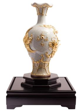 金箔龙凤花瓶非遗工艺品摆件