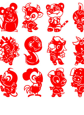 十二生肖中国风幼儿园窗花绒布