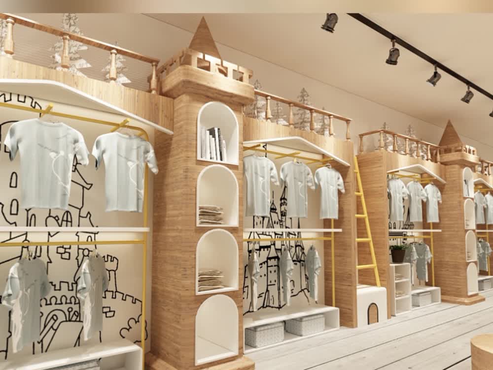 New Style Wooden Baby Clothing Stores,Clothes Shop Interior Design In