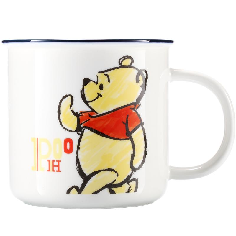 迪士尼陶瓷马克杯 可爱卡通水杯儿童牛奶杯 正品小熊维尼系列杯子
