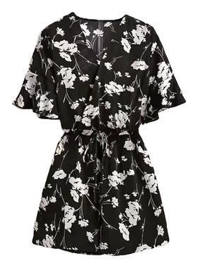 欧洲站新款花色a字雪纺西服领