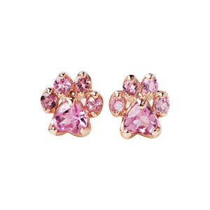 日本代购小爪子黑色尖晶石茶晶粉色碧玺18K黄金白金玫瑰金耳钉