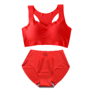 【大红色内衣套装】结婚新娘本命年文胸女小胸无钢圈聚拢薄款胸罩