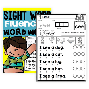 儿童英语160个sight words高频词阅读理解自然拼读练习涂色作业纸