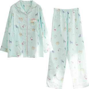 家时光月子服夏薄款产后纱布睡衣孕妇春秋纯棉哺乳喂奶产妇出院服