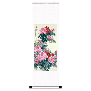 国色天香荣华牡丹风水花鸟挂画丝绸卷轴画国画卧室客厅壁画定制画