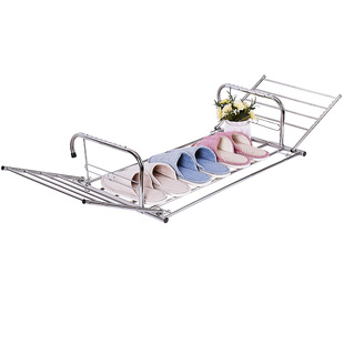 阳台护栏不锈钢晾晒架窗外高层晒被子防盗网挂钩神器防风晾衣架