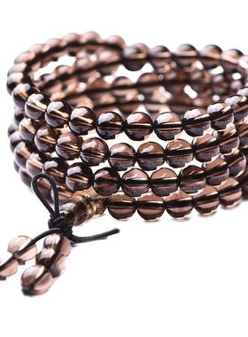 天然茶水晶108佛珠手链情侣款