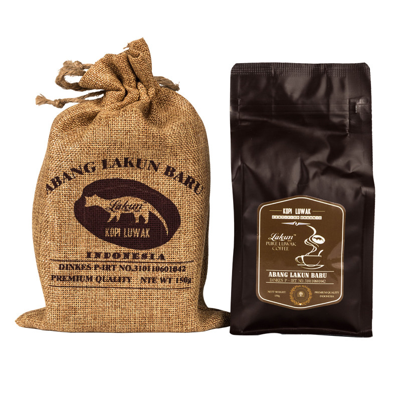 lakun拉昆麝香猫屎咖啡豆/粉新品 印尼原装进口麻袋礼品包邮150g