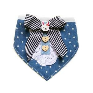 新品宠物围巾可爱兔子学院风三角巾泰迪博美狗狗猫咪牛仔口水巾