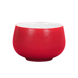 不单典雅 悦心红色茶杯个人杯陶瓷主人杯功夫茶具品茗杯单杯杯子