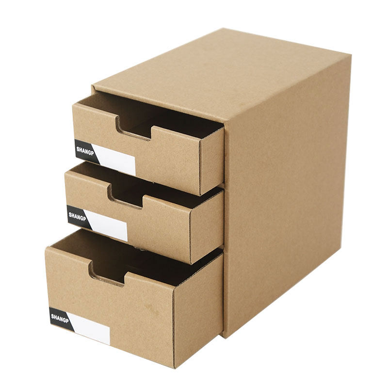 纸质桌面收纳盒  抽屉式办公文件储物盒 学生宿舍抽屉桌上整理盒