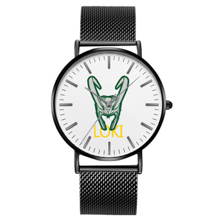 漫威TVA周边Loki洛基头盔石英表简约 超薄手表钢带学生防水机械表