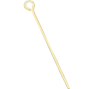 s925银9字针配件加长diy串珠 18K黄金9字针 珍珠配件银素银针