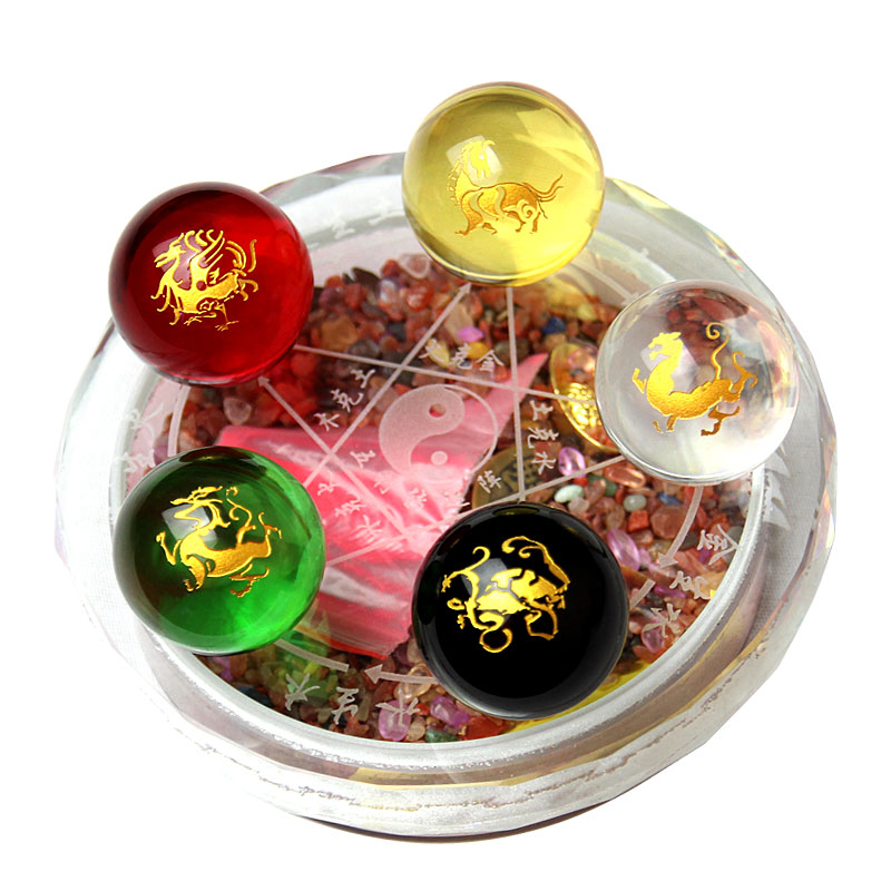 五行财神桌面水晶球装饰品
