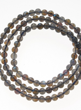 【木古口十】天然老坑3A级拉长蓝彩月光亮石108佛珠 强蓝光5.5mm