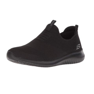 Skechers斯凯奇男女低帮平底黑网布一脚蹬运动休闲鞋12837 52649