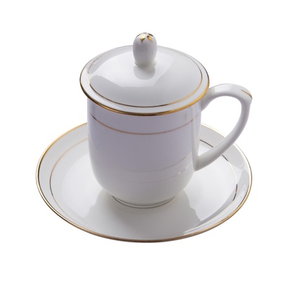 带盖子手绘骨瓷水杯景德镇