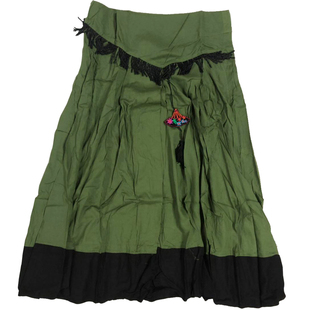 妃嬛2016春装新款中国民族风棉麻淑女装A字裙流苏大摆长裙半身裙