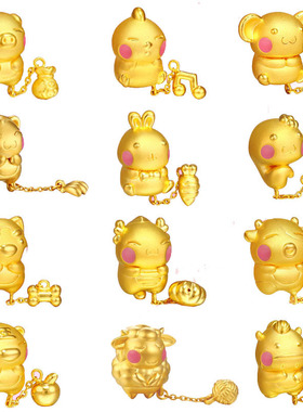 Hello Kitty考拉与凯蒂猫镀3D黄金吊坠 韩版沙金欧币卡通项链饰品