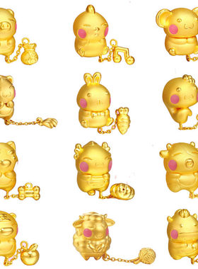 Hello Kitty考拉与凯蒂猫镀3D黄金吊坠 韩版沙金欧币卡通项链饰品