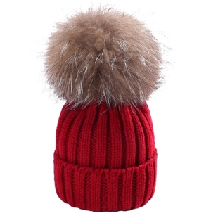 儿童帽子秋冬季韩版保暖男童女童婴儿针织毛线加绒帽宝宝真毛球潮