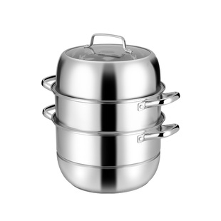 创生家用304不锈钢蒸锅电磁炉煤气灶大号蒸馒头锅28cm30cm