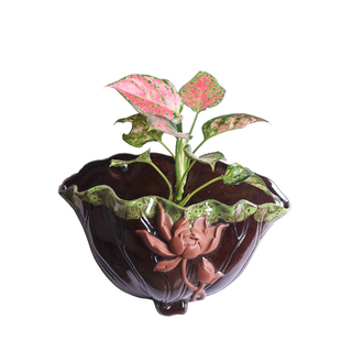 客厅墙上壁挂水培花盆挂墙半壁创意悬挂式植物吊兰绿萝专用盆陶瓷
