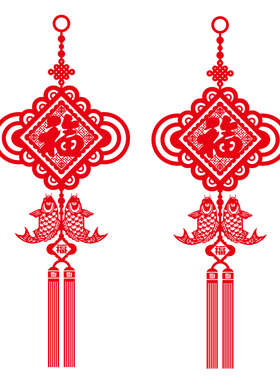 春节装饰推拉门贴纸中国结中国结