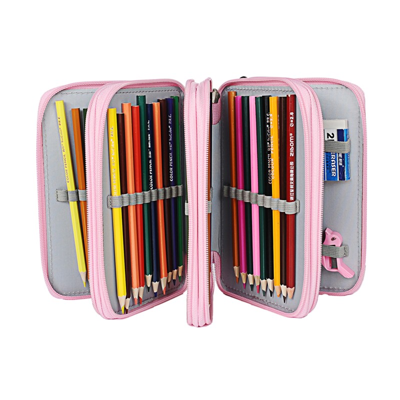 热销新款36/48/72色彩色铅笔笔袋套装涂鸦绘画填色彩铅笔帘礼品装