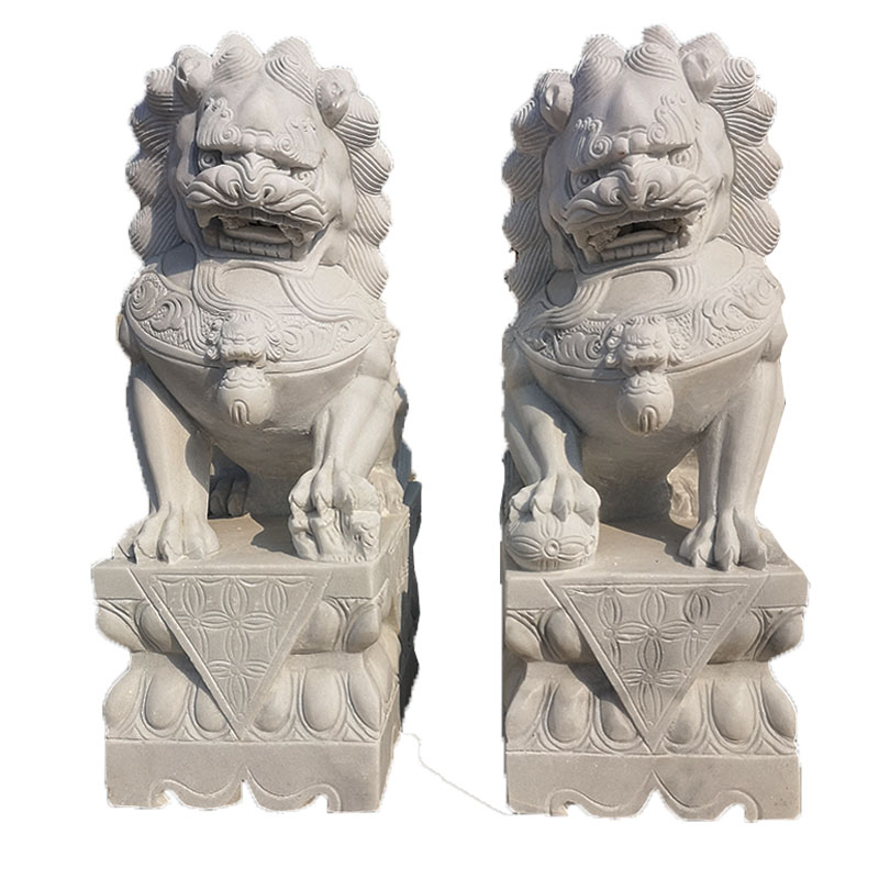 汉白玉石狮子一对家用看门门口镇宅庭院石雕青石狮子招财小号摆件