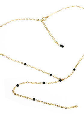 不褪色14k包金黑色y字细版性感同