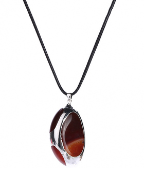 玛瑙石民族风小众设计镀金银吊坠