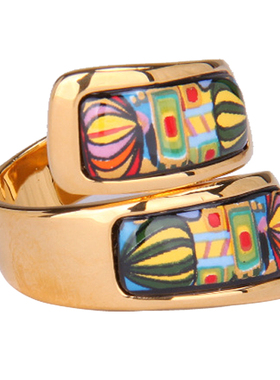 百水先生手工画珐琅戒指