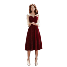 酒红色2020新款现代结婚新娘晚礼服1