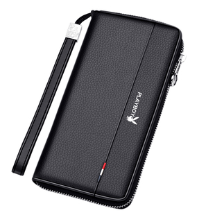 花花公子手包男士长款真皮钱包大容量学生皮夹纯牛皮拉链卡包潮牌