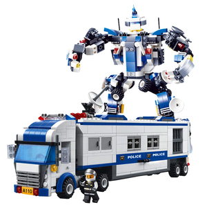 兼容乐高积木机器人警察汽车拼插儿童益智男孩子3 6-10岁拼装玩具