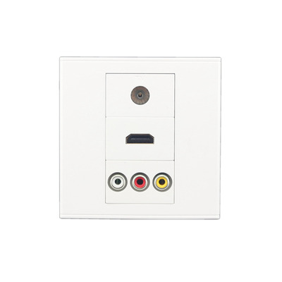 红黄白色差音频TV电视HDMI高清插座面板 86型多媒体影音插座面板