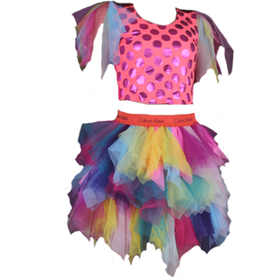 夜店酒吧女歌手DJDS演出服装舞台时尚钢管爵士舞蹈服现代舞蓬蓬裙