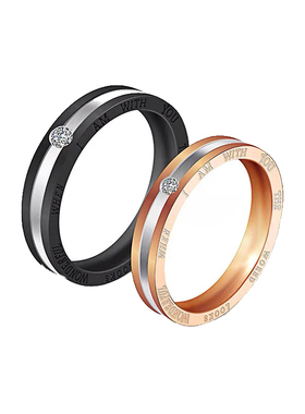 古觉钛钢微镶情侣对戒戒指简约